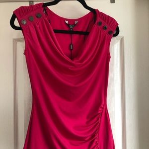 NWT bright pink drape neck top